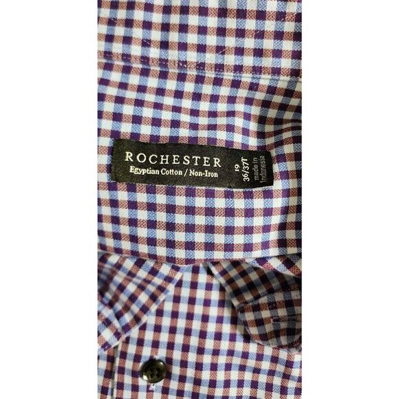 Rochester Egyptian Cotton Button Up Shirt 36/37T 19 Neck Mens XXL Multicolor - Picture 4 of 4